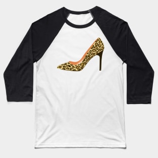 Leopard Print High Heel Shoe Baseball T-Shirt